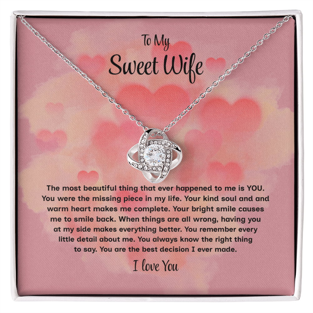 To My Sweet Wife Love Knot Necklace – Forever My Love