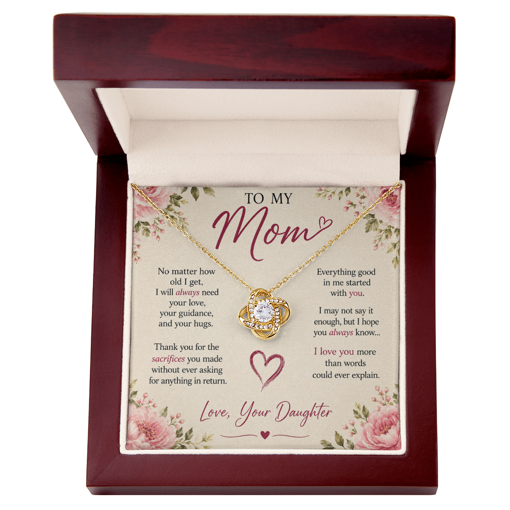 "To my Mom" love knot necklace