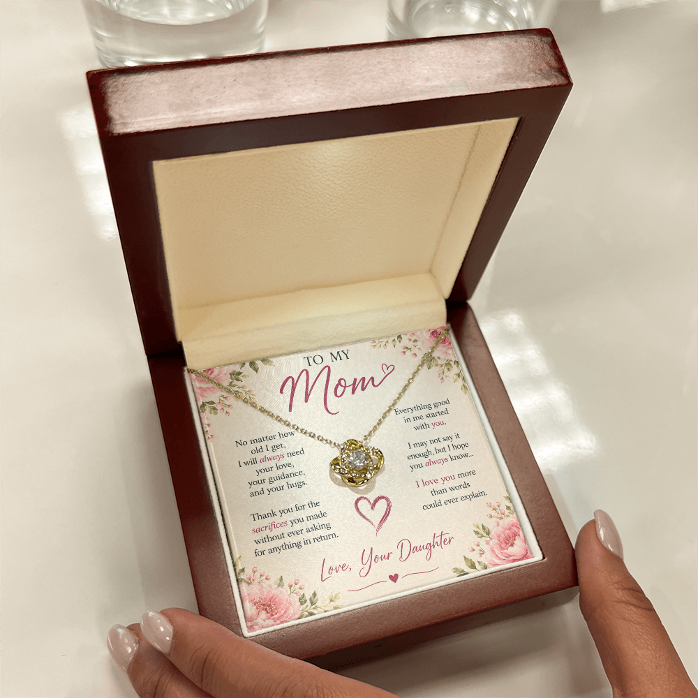 "To my Mom" love knot necklace