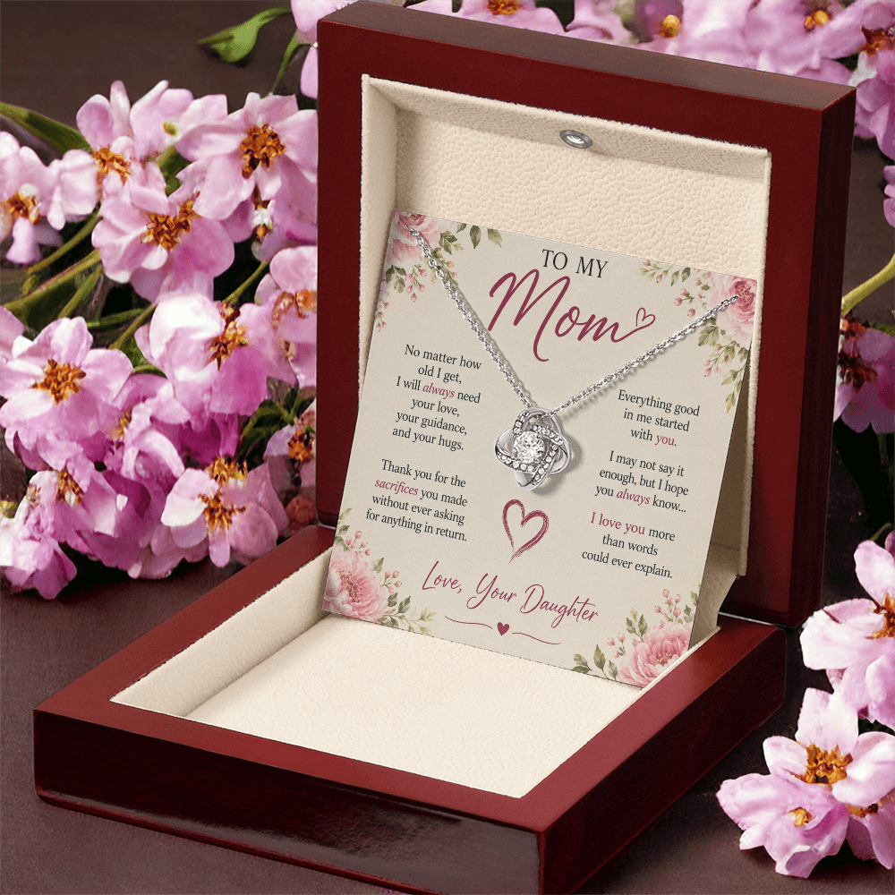 "To my Mom" love knot necklace