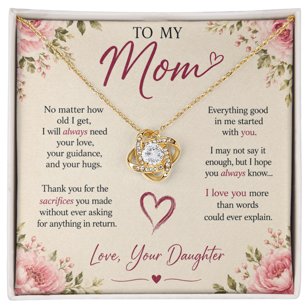"To my Mom" love knot necklace