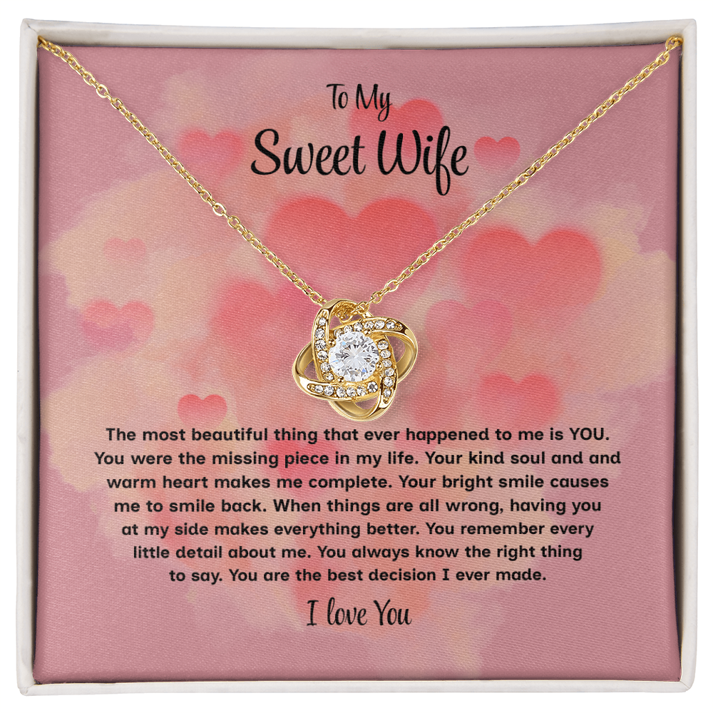 To My Sweet Wife Love Knot Necklace – Forever My Love
