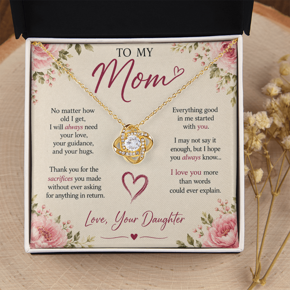 "To my Mom" love knot necklace