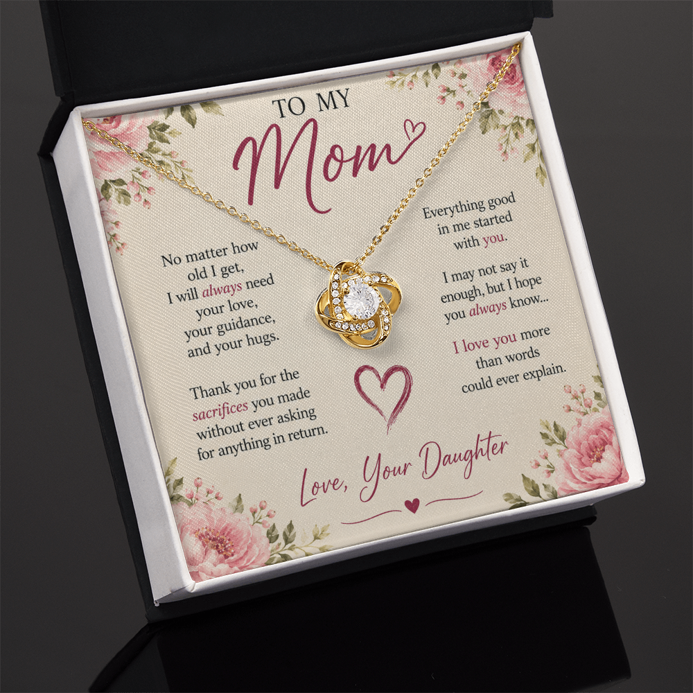 "To my Mom" love knot necklace