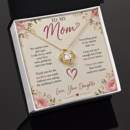 "To my Mom" love knot necklace