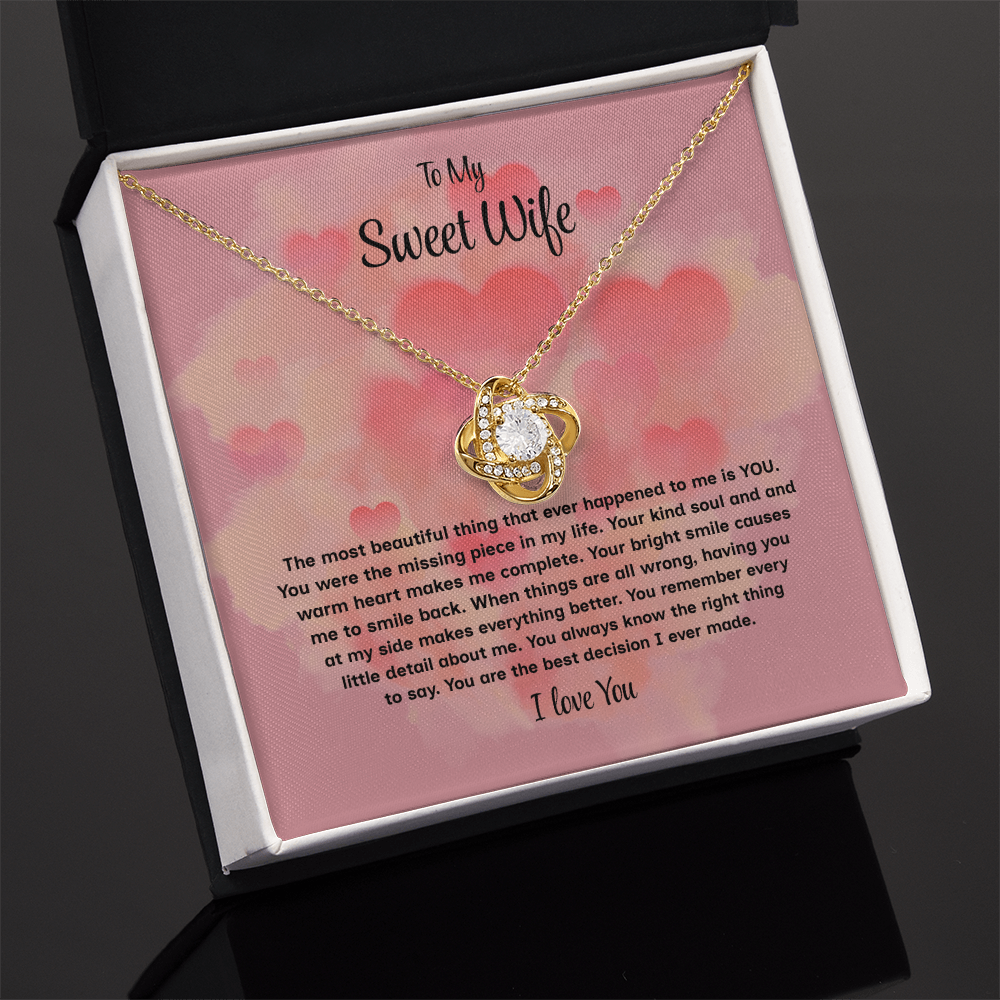 To My Sweet Wife Love Knot Necklace – Forever My Love
