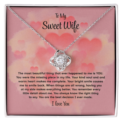 To My Sweet Wife Love Knot Necklace – Forever My Love