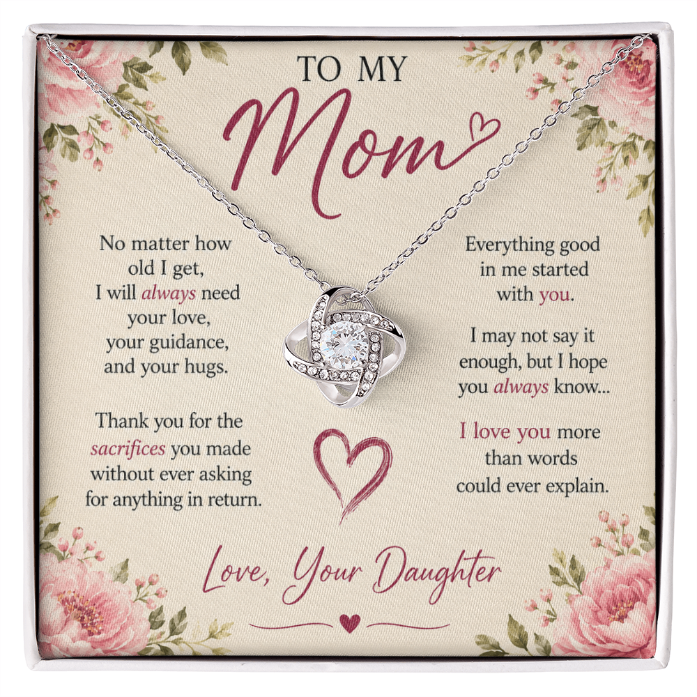"To my Mom" love knot necklace