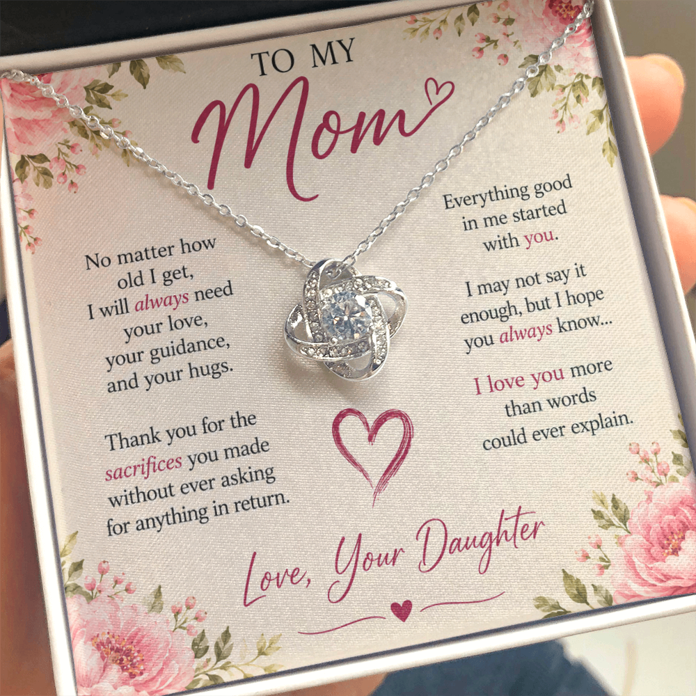 "To my Mom" love knot necklace