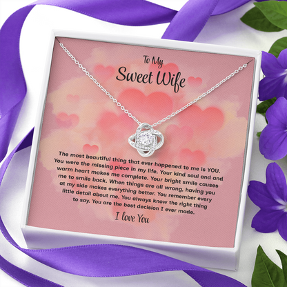 To My Sweet Wife Love Knot Necklace – Forever My Love