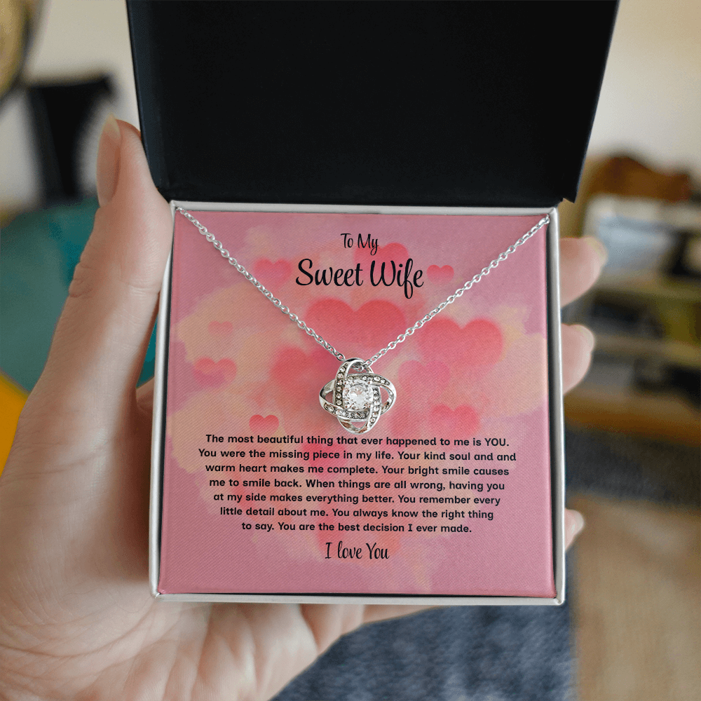 To My Sweet Wife Love Knot Necklace – Forever My Love