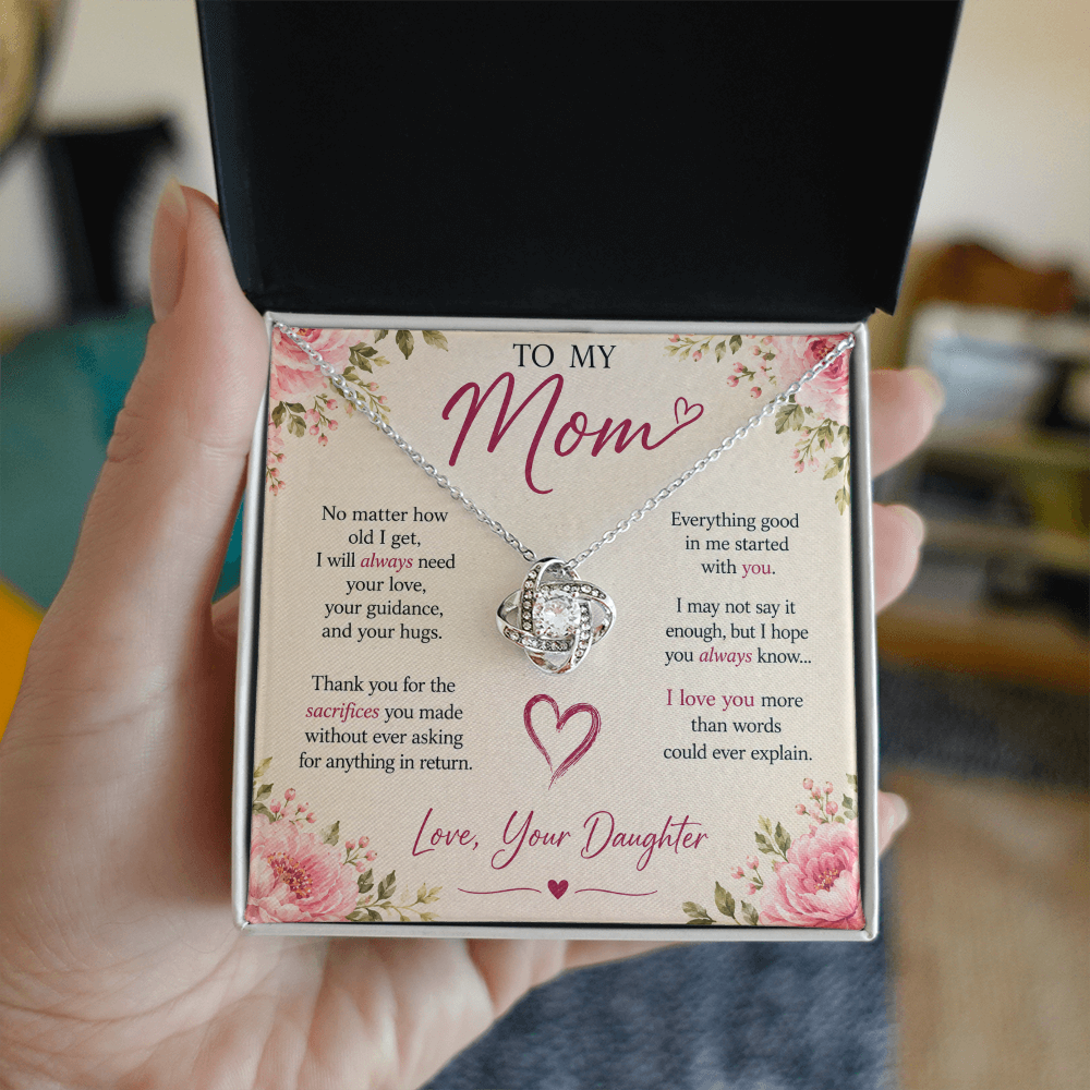 "To my Mom" love knot necklace
