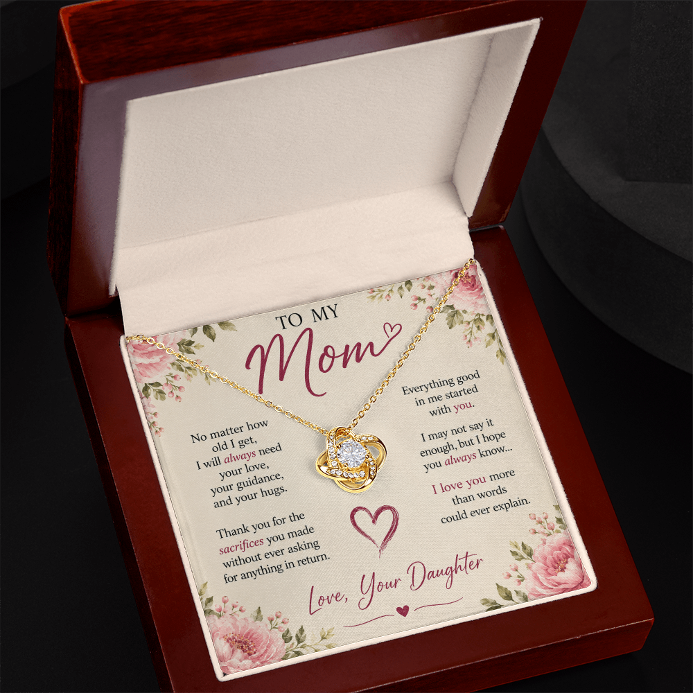 "To my Mom" love knot necklace