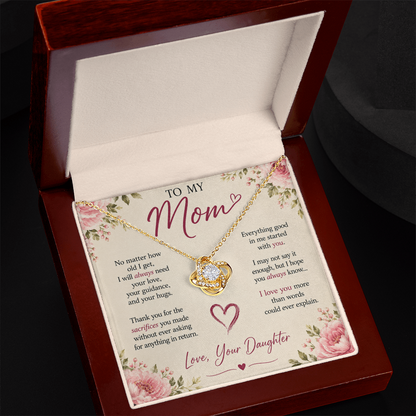 "To my Mom" love knot necklace