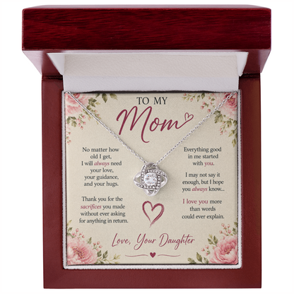"To my Mom" love knot necklace