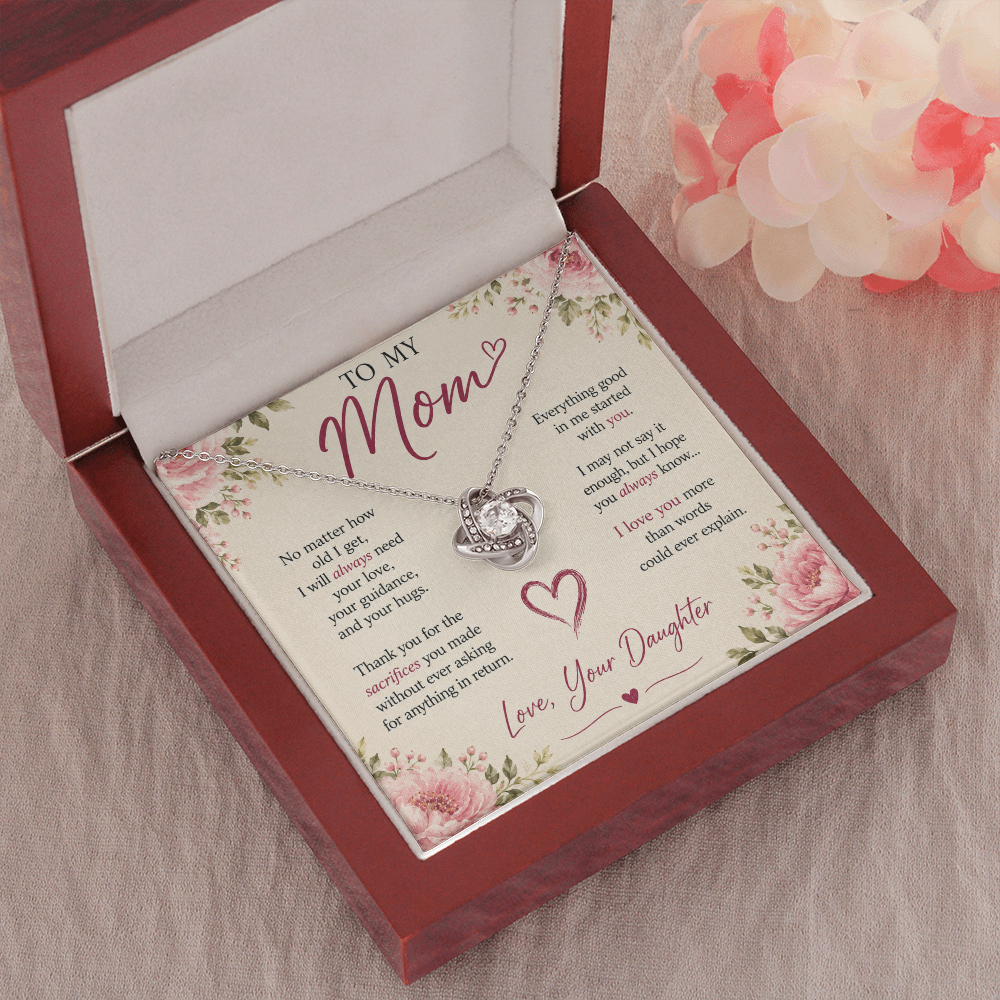 "To my Mom" love knot necklace