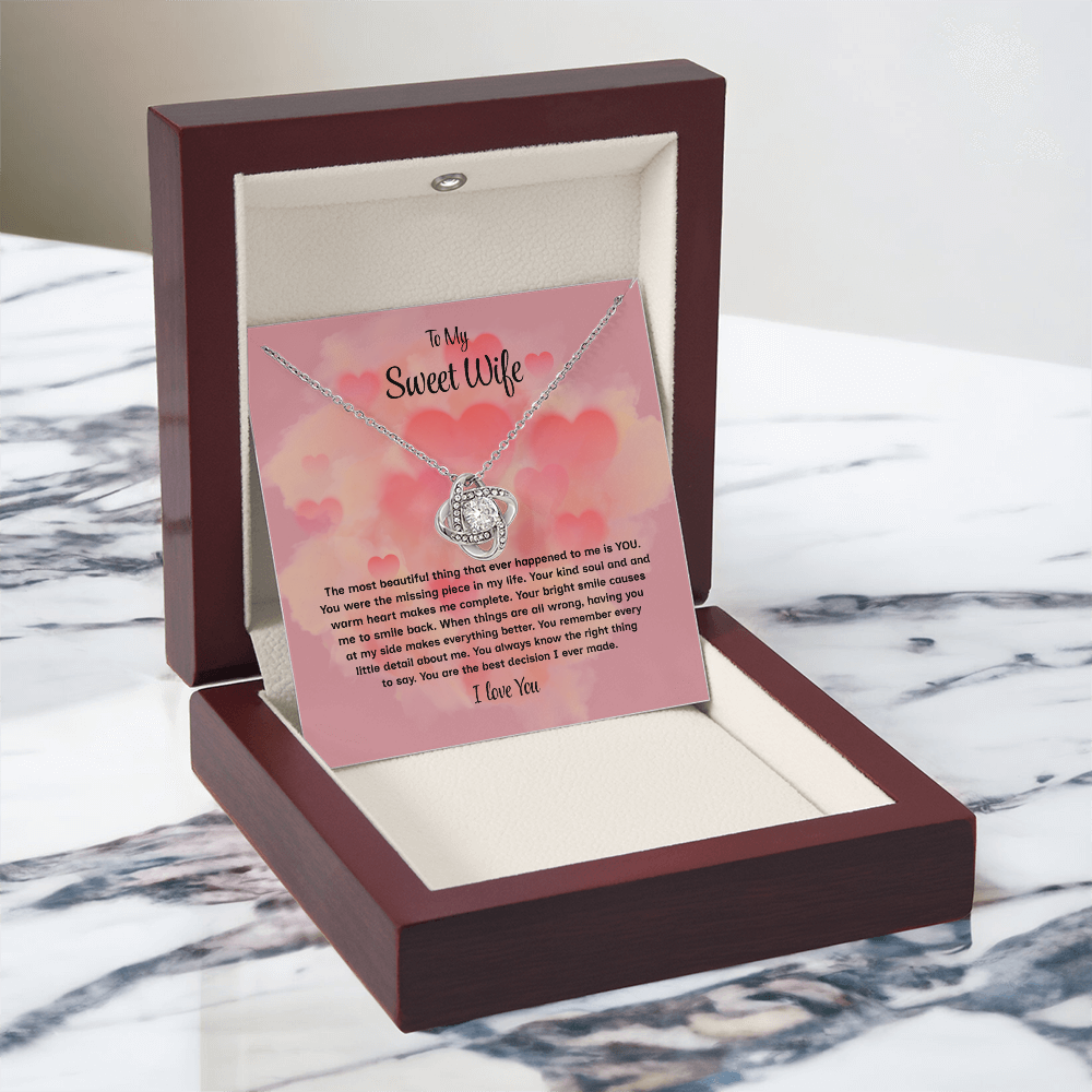 To My Sweet Wife Love Knot Necklace – Forever My Love